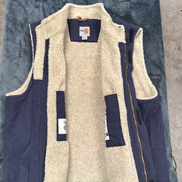Carhartt Mens Washed Duck Mock Neck Vest - Sherpa Lined FR - Picture 6 of 6